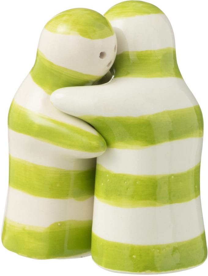 J-Line peper- en zoutmolen set Granada Stripes - keramiek - wit/groen
