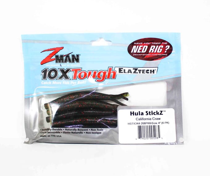 Zman Zacht kunstaas Hula Stickz 4 Inch 6/Pack California Craw (5285)