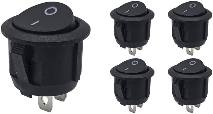 ProRide Wipschakelaar ON/OFF KCD2-202 - 2-pins - Rond ?20mm - 250V/6A - Zwart - 5 stuks