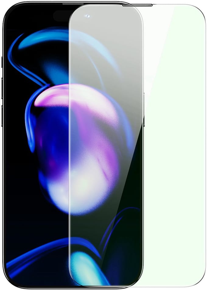 Baseus Full Screen Tempered Glass for iPhone 14 Pro with Anti Blue Light Filter and 0.3mm Speaker Cover + Mounting Frame