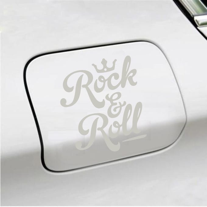 Bumpersticker - Rock & Roll - 11,3 X 13 - Zilver