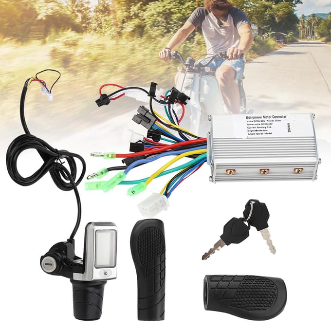2 in 1 Elektrische Fiets Elektrische Scooter Controller LCD Gesplitste Meter Gashendel Gripset gray