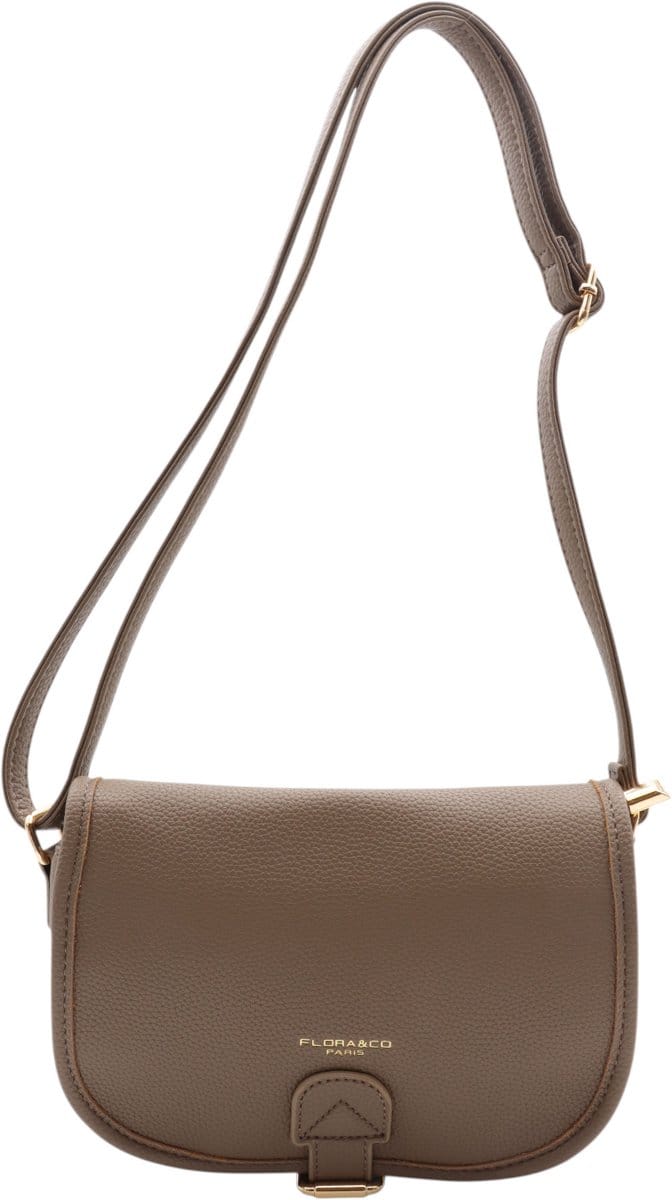 Flora & Co crossbody tasje met flap - ritssluiting - taupe