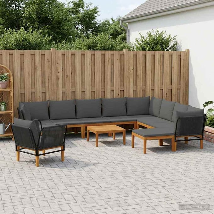 vidaXL - 12 - st - Massief - acaciahout - & - touw - Naturel