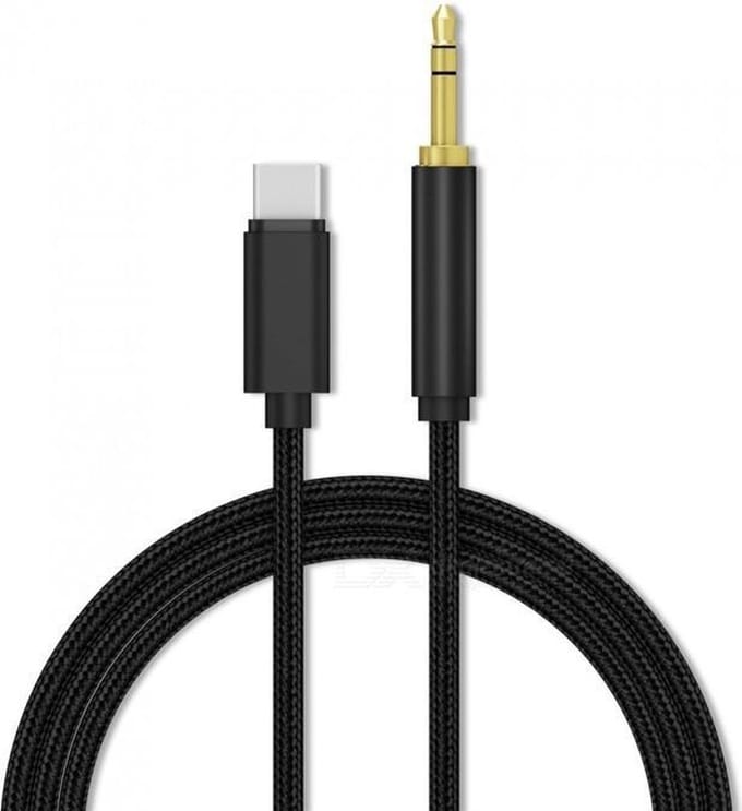 *** USB-C-naar-3,5-mm-Koptelefoon-Aux-Kabel-1m-Zwart - van Heble® ***