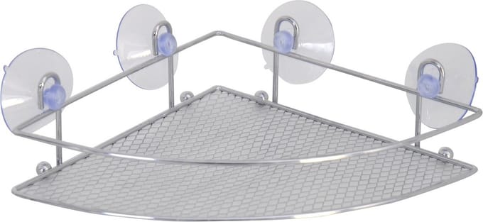MSV doucherekje/badkamerrekje - hoek-model - zilver - 27 x 17 cm - metaal