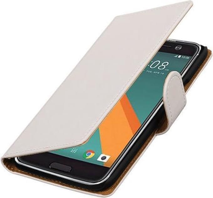 Wit Effen booktype wallet cover hoesje voor HTC 10