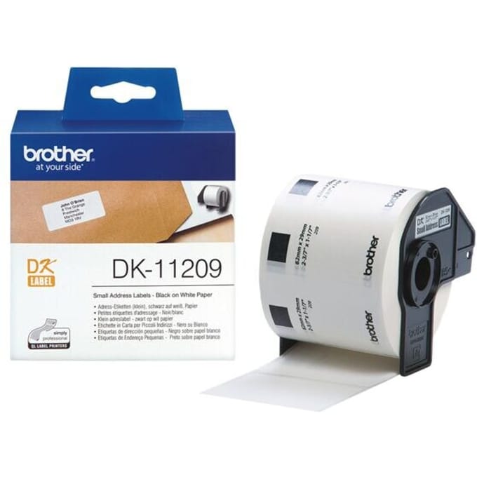 Brother DK-11209 Rol met etiketten 62 x 29 mm Papier Wit 800 stuk(s) Permanent hechtend DK11209 Adresetiketten