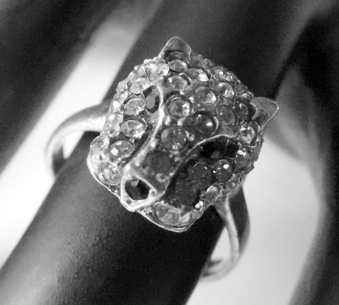 Hetty'S - Zilveren - ring - met Tijgerkop - Zirconia's - Maat 17