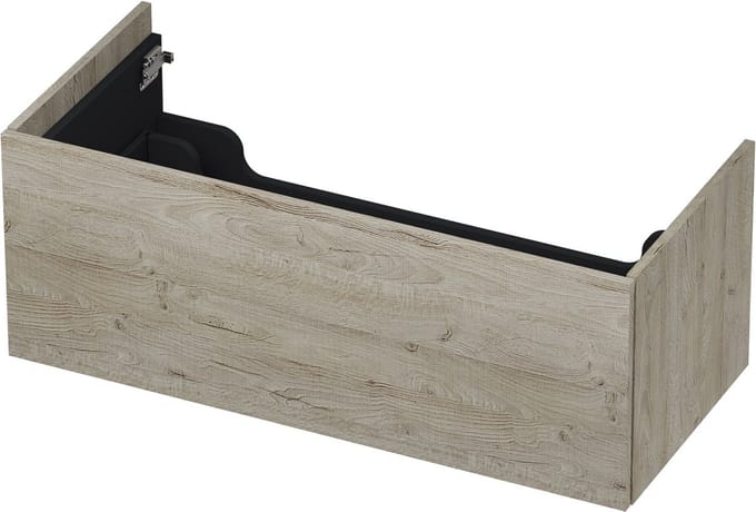 INK wastafelonderkast 1 lade greeploos push to open hout decor 100x45x38cm, greige eiken