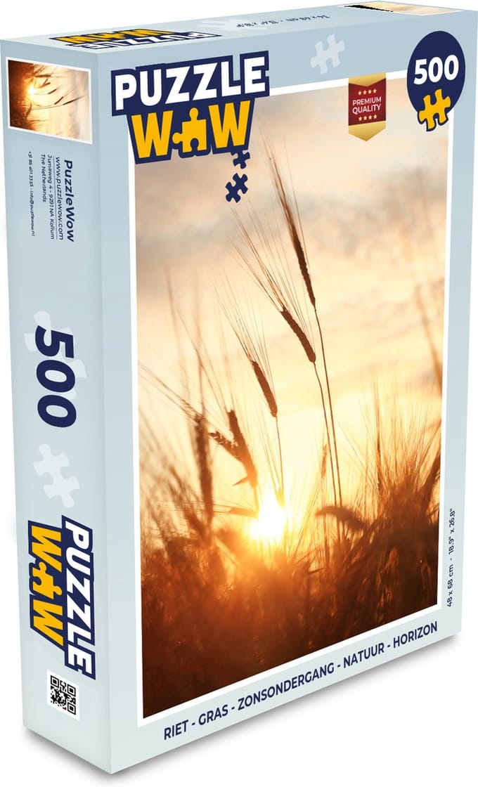Puzzel Riet - Gras - Zonsondergang - Natuur - Horizon - Legpuzzel - Puzzel 500 stukjes
