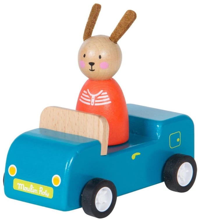 Houten auto Blauw 'La Grande Famille'