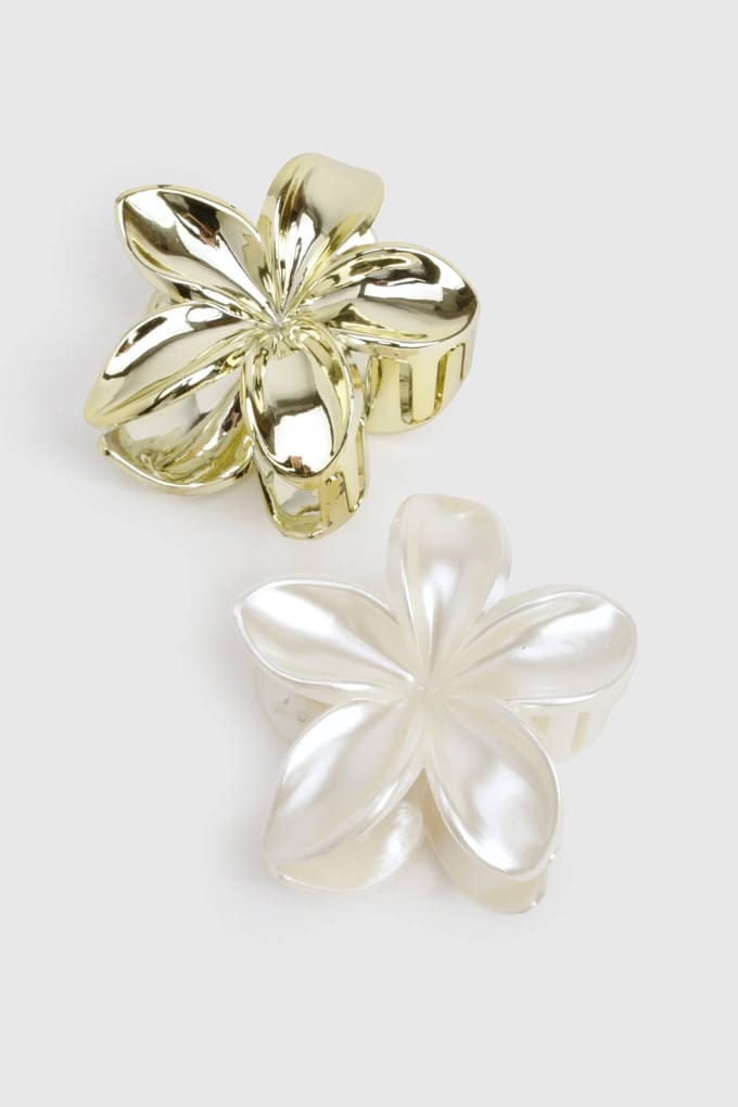 boohoo Dames Grote Bloem Haar Klauwclip 2-pack