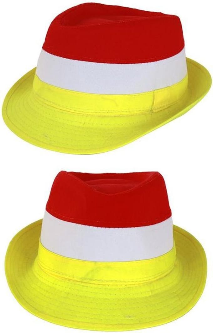Kojak hoedje rood-wit-geel