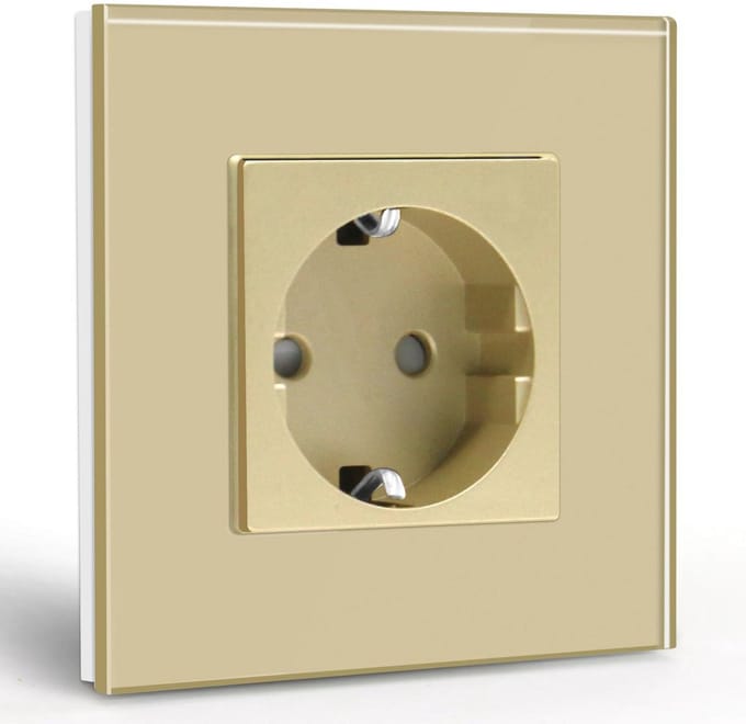 Stopcontact met Kristal Glas Plaat - Inbouw Stopcontact 16A EU Standaard