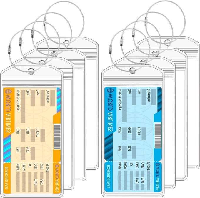Dailygoods - 8 Stuks Transparante Kofferlabels met Waterdichte Bescherming