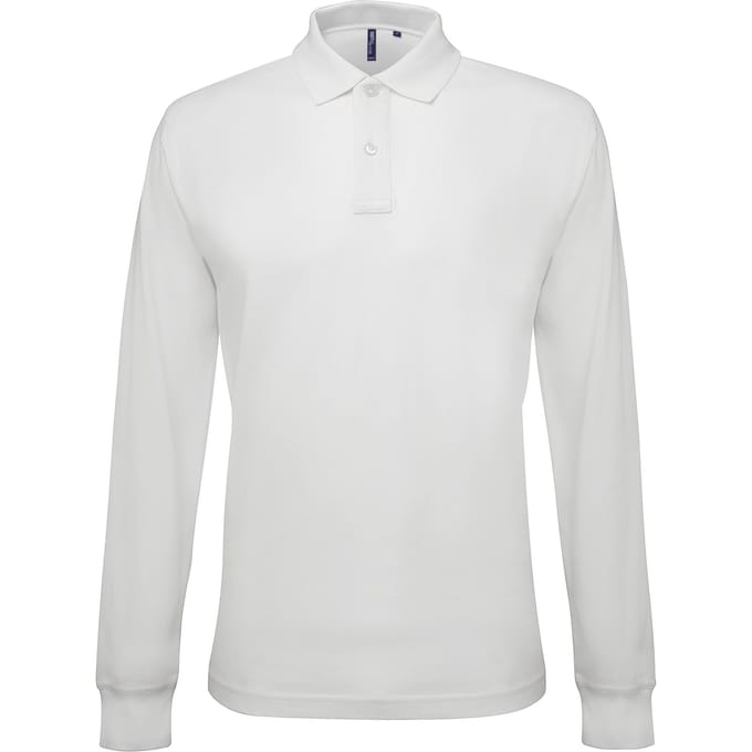 Asquith & Fox Heren Klassieke Pasvorm Poloshirt met lange mouwen (Wit)