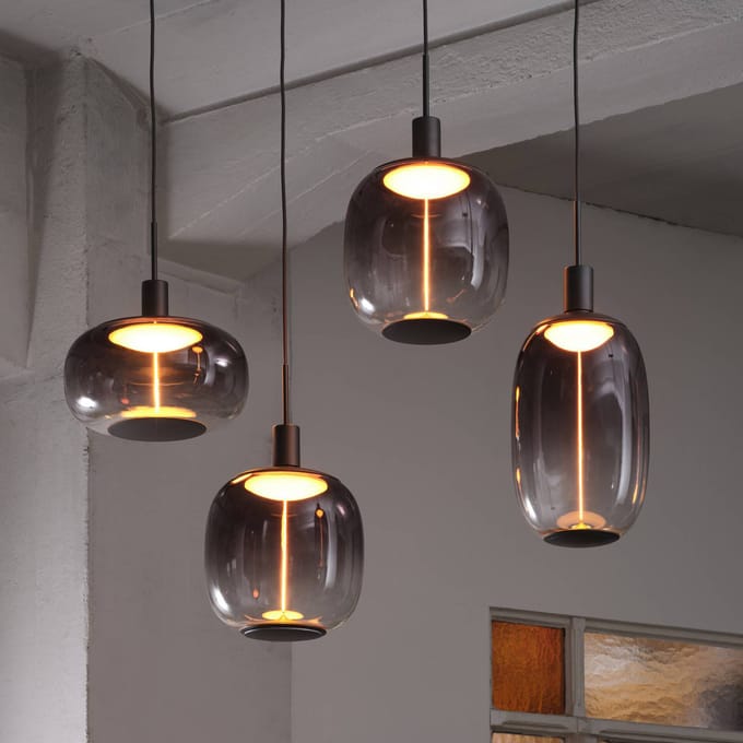 OSRAM Decor hanglamp Needle Linear 4xE27, donkergrijs, staal, individuele lichtscenario's, 2m kabel
