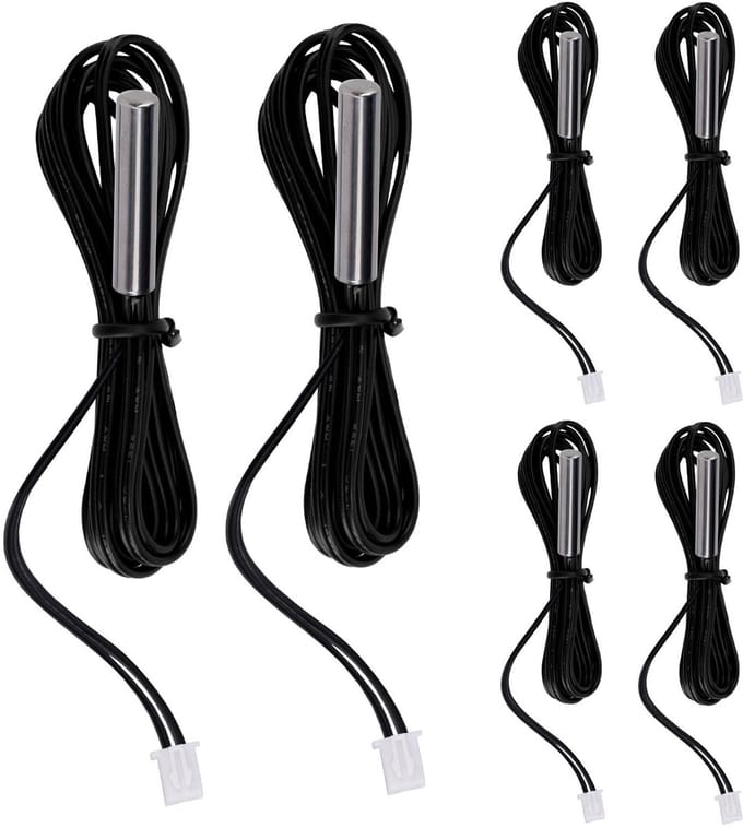 Cosensi- Temperatuursensor 10K 3950 NTC - 6 Stuks - Waterdicht - Connector - Thermistortemperatuursensor - 100 cm lengte - Thermistor
