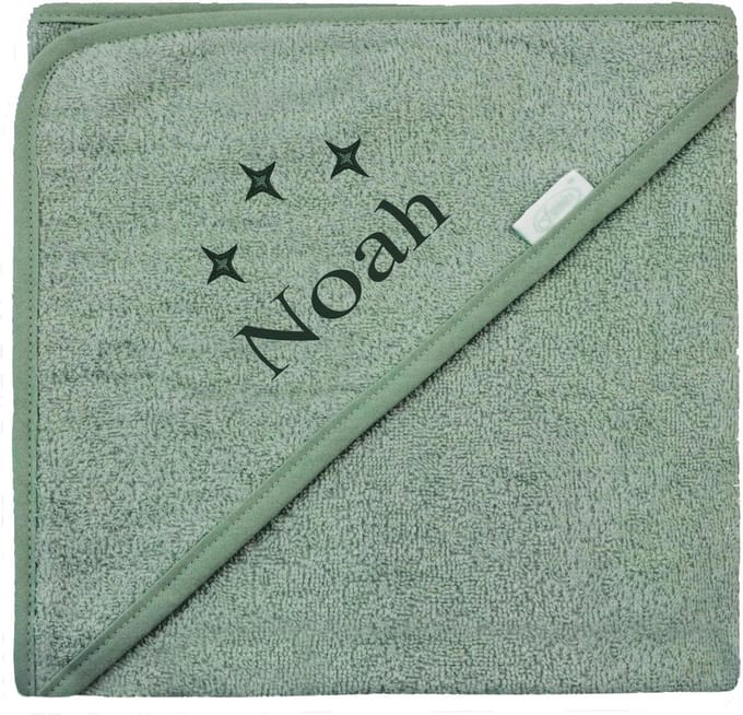 Badcape uni line - stone green  - met GRATIS geborduurde naam