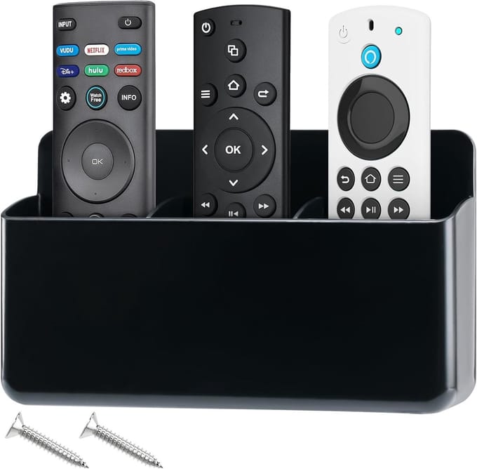 Afstandsbediening Houder - Opberger Controller - Wandmontage Organizer - Verstelbare Compartimenten - 20x4x12 cm - Zwart