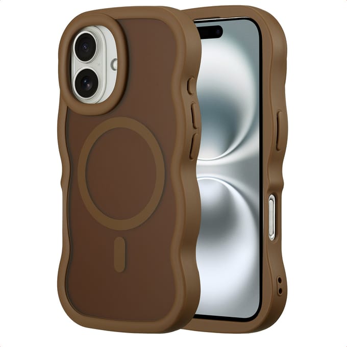 Selencia Wavy Case - Golvend Hoesje geschikt voor Apple iPhone 16 - Mocha Brown