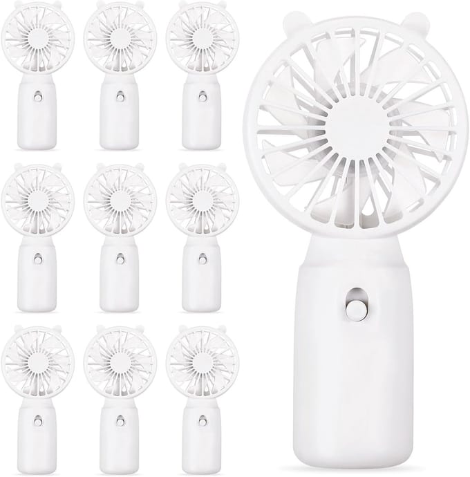 10 Stuks Batterij Handventilator – Bulk - Schattig - Klein - Draagbaar - Voor Bruiloft - Vrijgezellenfeest en Cadeautjes