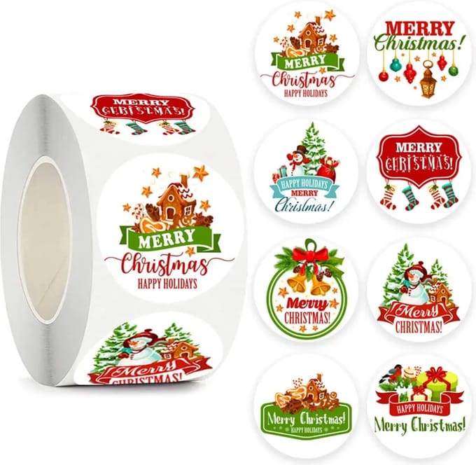 Without Lemon - Kerststickers 2023 - 500 stuks - Sticker size: 2.5cm - Klein - Kerst - Cadeau - Versiering - Verpakking