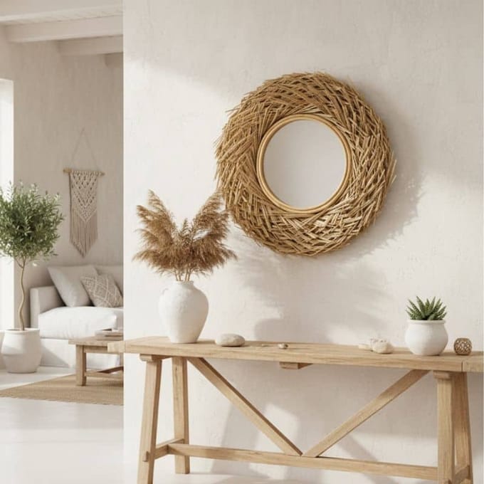 Rotan spiegel XL- ronde rotan spiegel - 4Shine