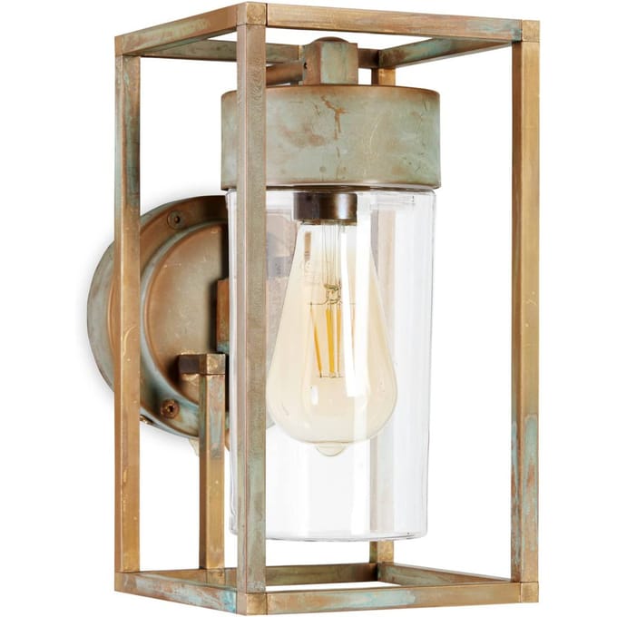 Moretti Luce Buitenwandlamp Cubic 3372 antiek messing/helder