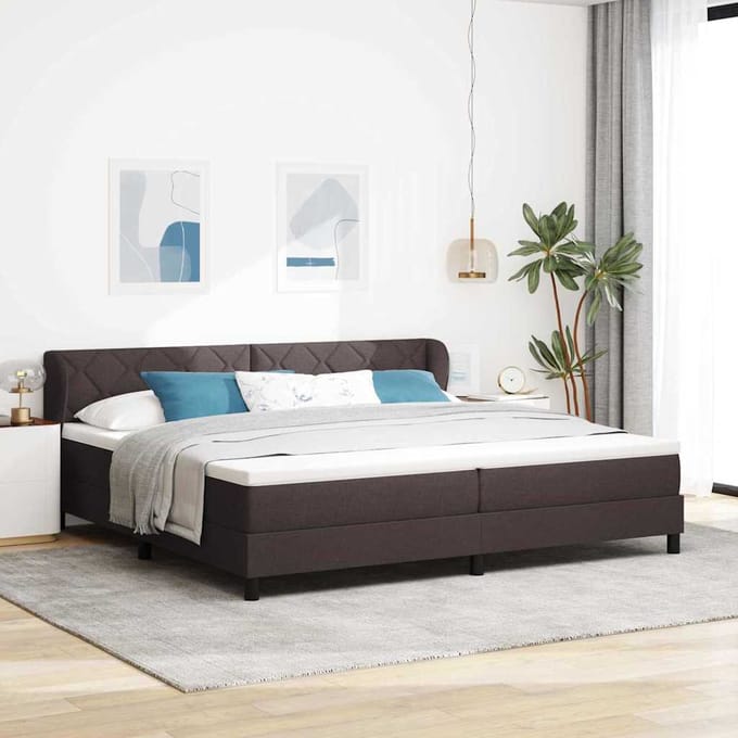 vidaXL - Boxspring - bed - met - hoofdeinde - Donkerbruin - 200 - x - 200 - cm - Stof