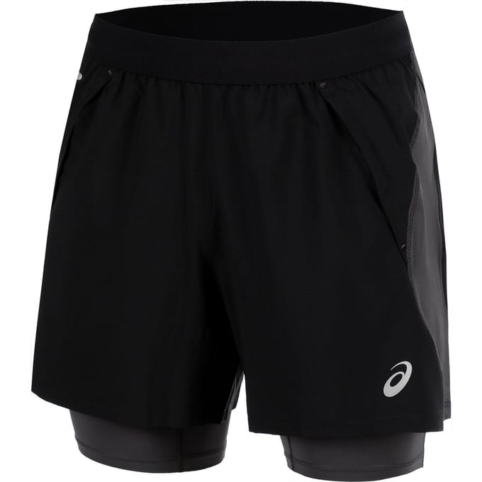 ASICS Road 2in1 5in Hardloopshorts Heren-zwart, donkergrijs