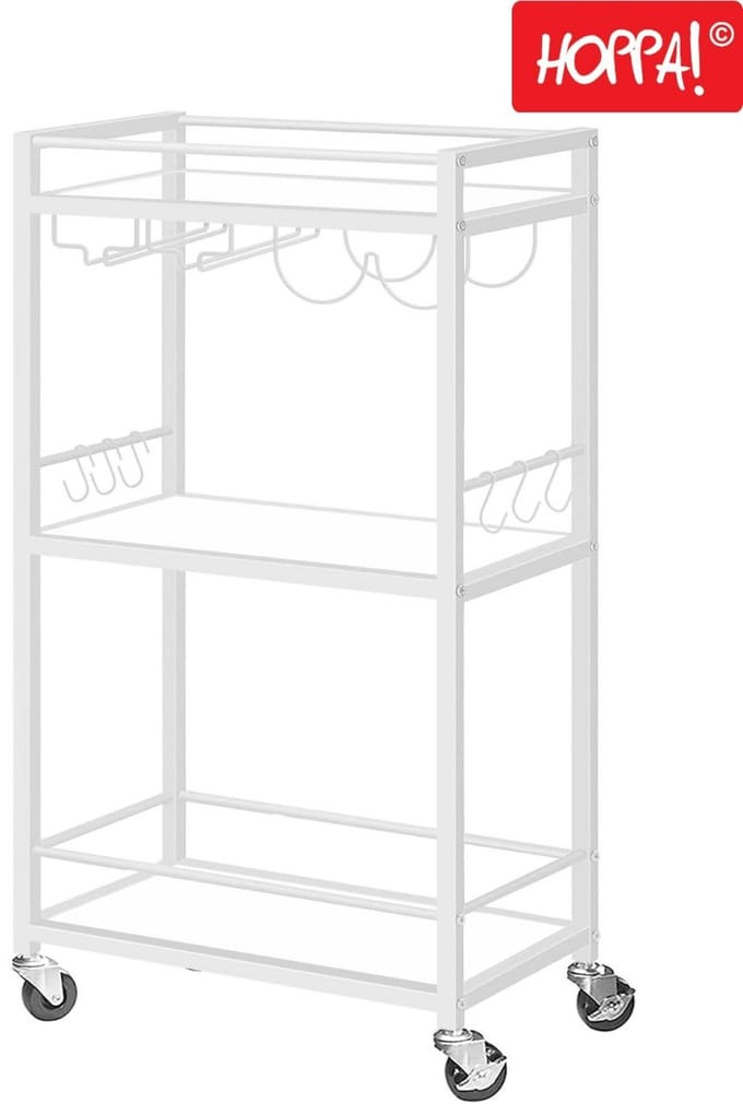 Hoppa! Serveerwagen - Multifunctioneel - Wit - 43 x 33 x 84 cm (L x D x H)