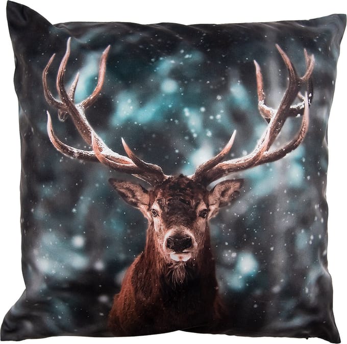 Clayre & Eef Kussenhoes 45x45 cm Groen Bruin Polyester Hert