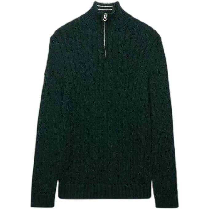 Superdry - Preppy Cable Half-Zip Trui Slanke Pasvorm - Heren - Sweaters
