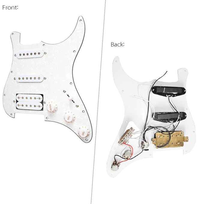 3-laags SSH Geladen Voorbedrade Slagplaat Humbucker Pickups Set voor Strat ST Elektrische Gitaar Wit Parelmoer wit