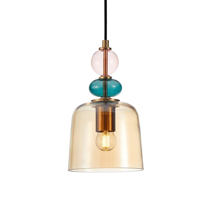 Namos Hanglamp Messing Amber Glas Modern - E27