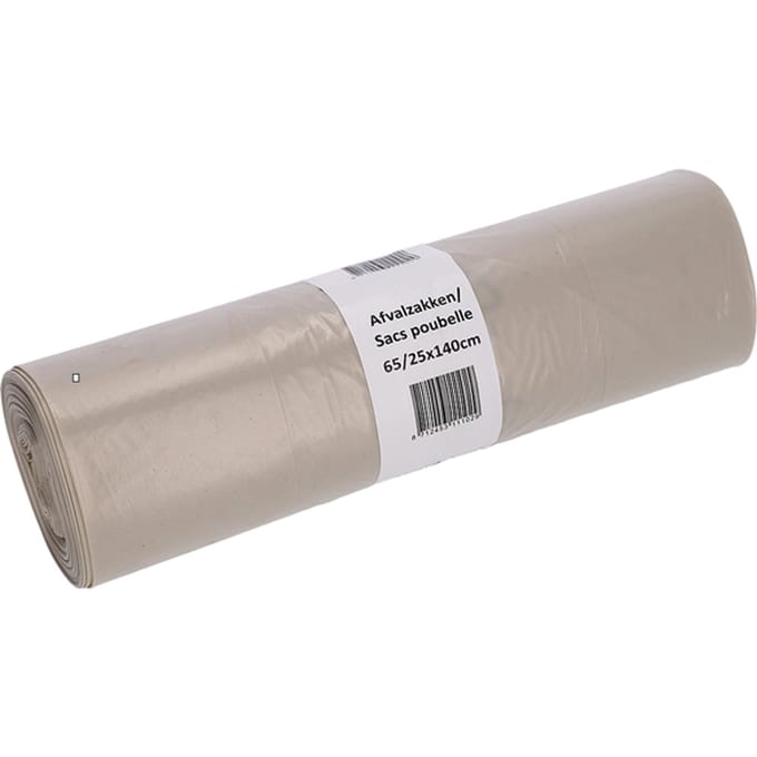 Afvalzak Cleaninq 65/25x140cm LDPE recycled T70 240L transparant
