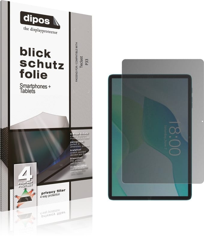 dipos – Matte Privacy Screenprotector geschikt voor Teclast P33 | Anti-Spy Beschermfolie