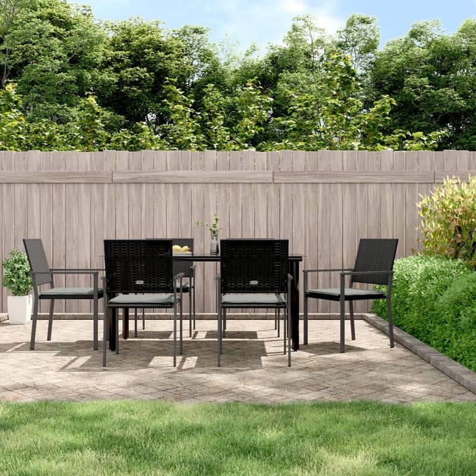 vidaXL - 7-delige - Tuinset - met - kussens - poly - rattan - en - staal