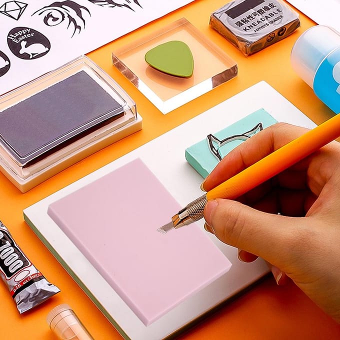 Jelly Rubberen Stempel Dun Uitsnijblok voor Doe-het-zelf Handgemaakte Rubberen StempelsRoze roze