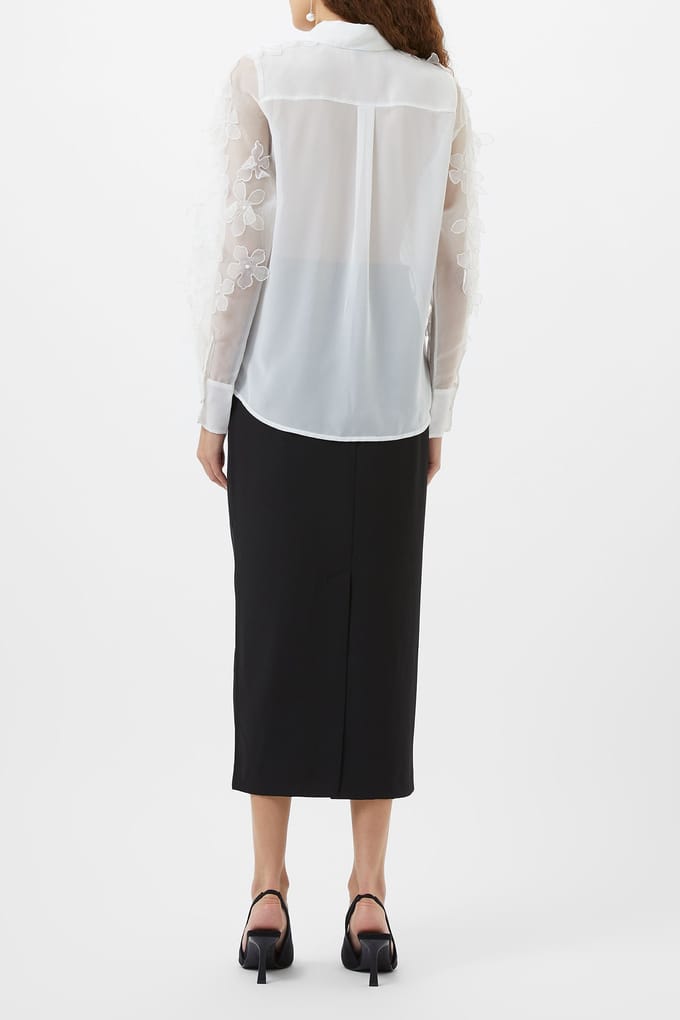 French Connection Camden 3d Floral Shirt Summer White Taglia: 8 | Magliette intime Outlet | Donna | Bianco