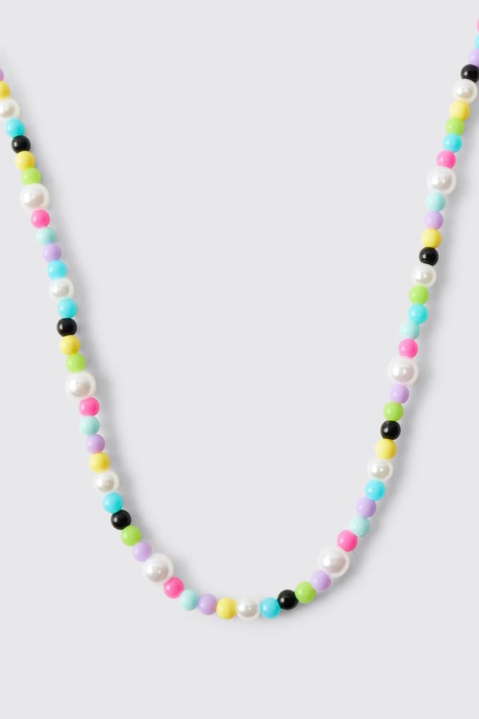 Multi-Colour Pastel Beaded Strand Necklace
