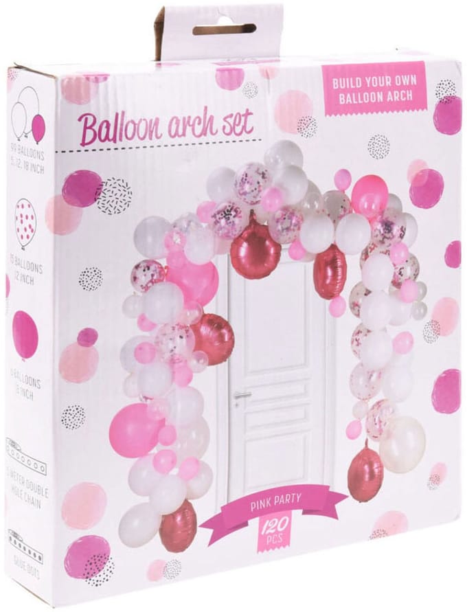 Ballonnenboog set roze 120-delig decoratie feestballonnen.