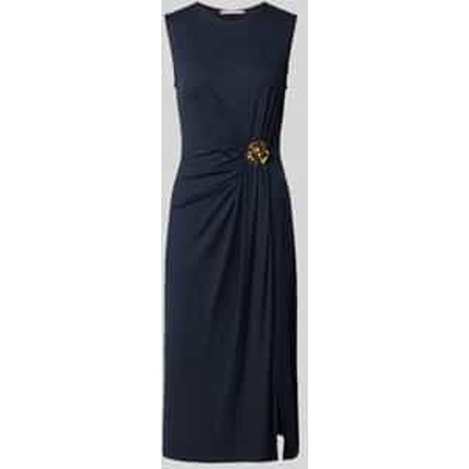 slim fit midi-jurk van viscosemix met rimpelingen