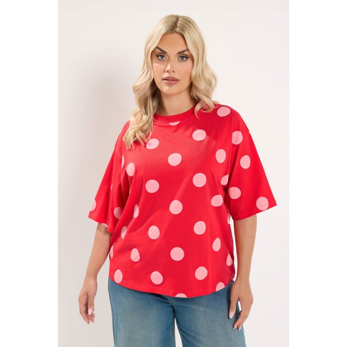 Limited Collection Rood Tshirt Met Stippen Size 40