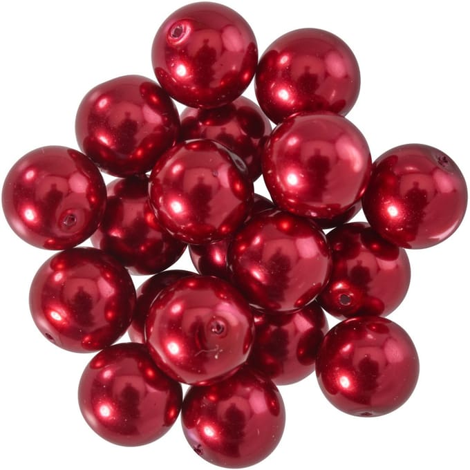 Glazen waskralen, Ø 10 mm, 20 stuks - Lichtrood