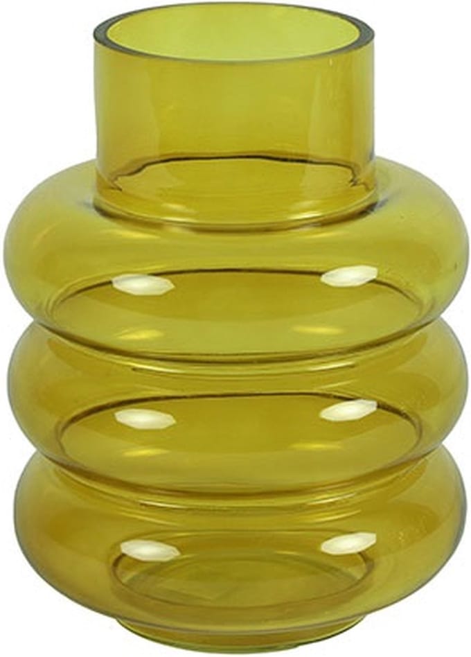 Countryfield Vaas Nikky glas L17B17H22,5CM mosterdgeel