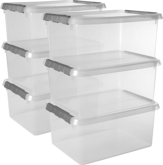 Sunware Comfort Line opbergbox 15L - Set van 6 - 40x30x18 cm - Transparant