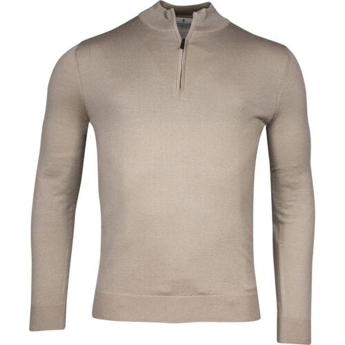 Thomas Maine Trui Fine Merino Skipper Half Zip Single Knit Greige / male